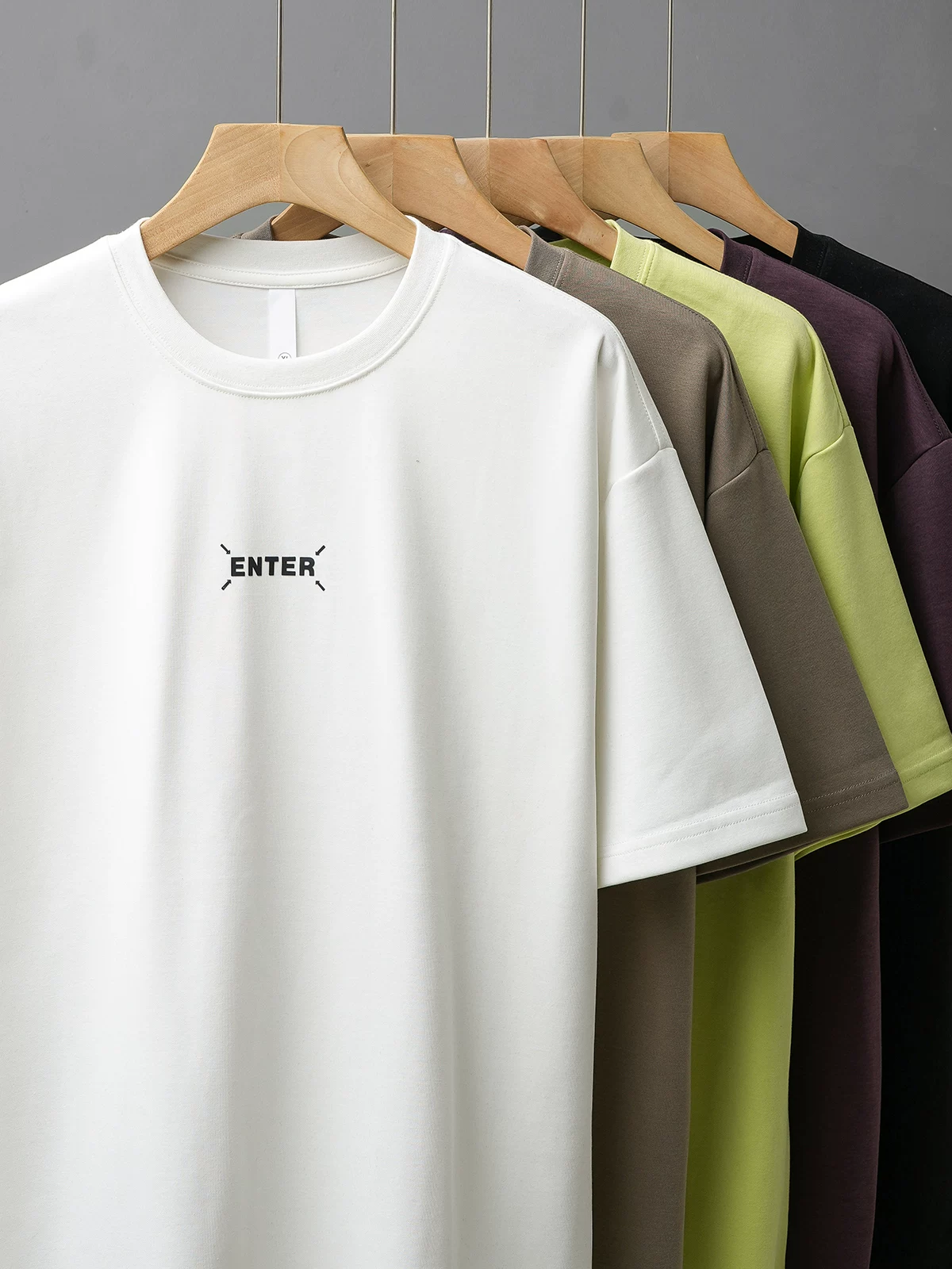 [In nhãn nhỏ] Áo thun ngắn tay hạng nặng 300G kiểu Mỹ dành cho nam, áo sơ mi cổ tròn nửa tay dáng rộng mùa hè dành cho cặp đôi