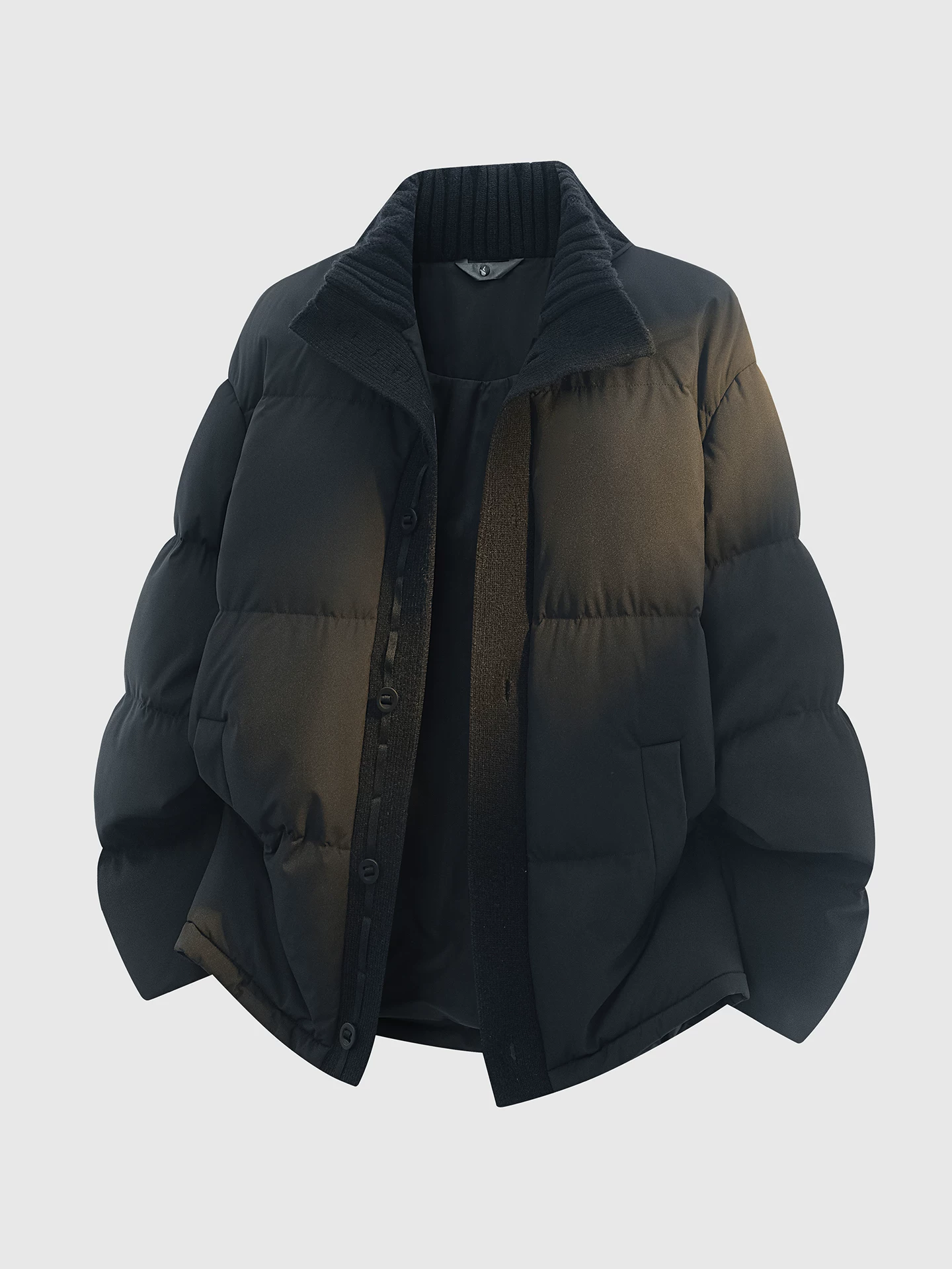 Áo khoác cotton cổ đứng dày kiểu Mỹ của OMZM dành cho nam, áo khoác cotton dệt kim cổ điển mùa đông, áo khoác phao rộng rãi và ấm áp.