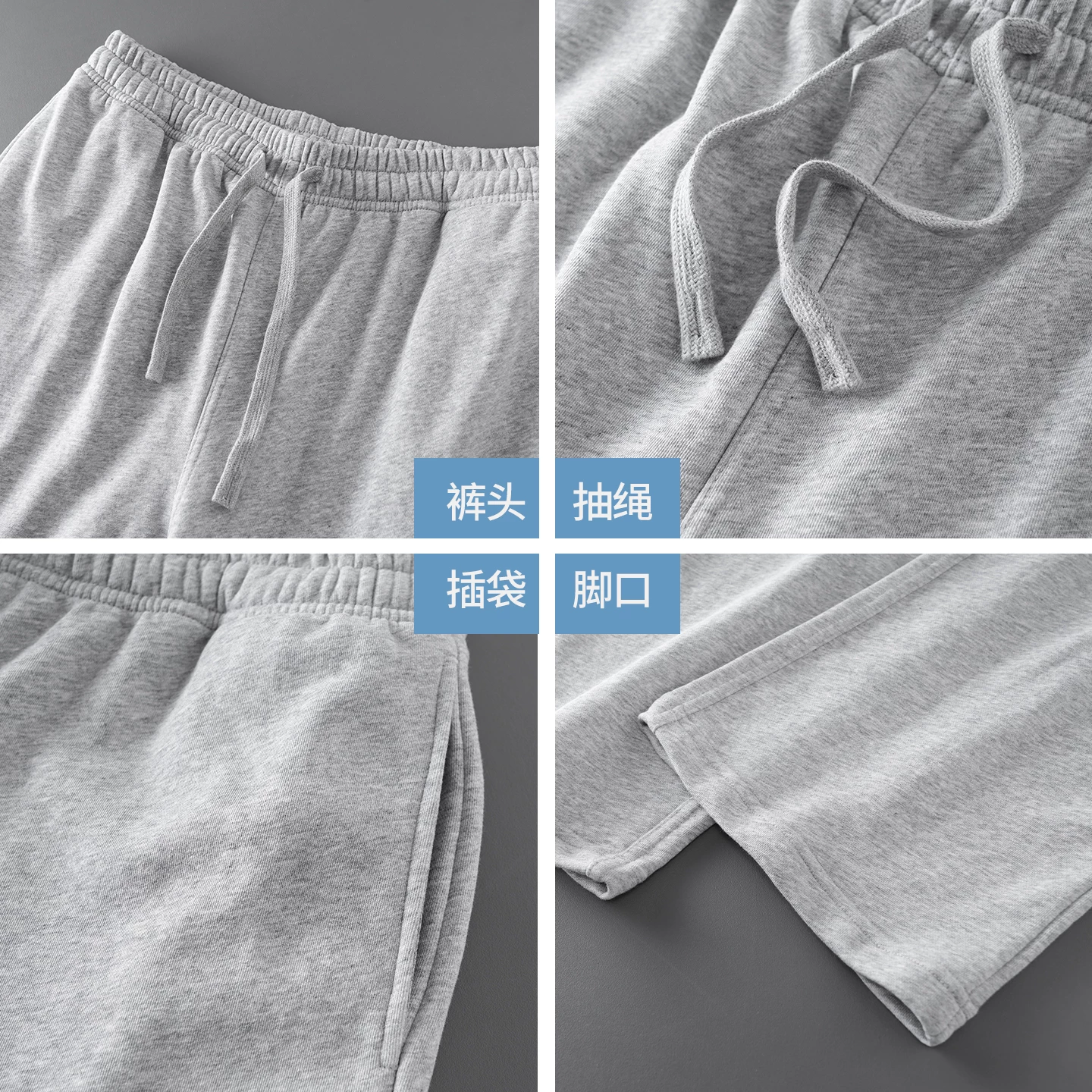 Quần thể thao OMZM hạng nặng màu xám terry dành cho nam, kiểu dáng mỏng mùa hè, quần ống rộng dáng rộng kiểu Mỹ, quần dài thể thao thông thường
