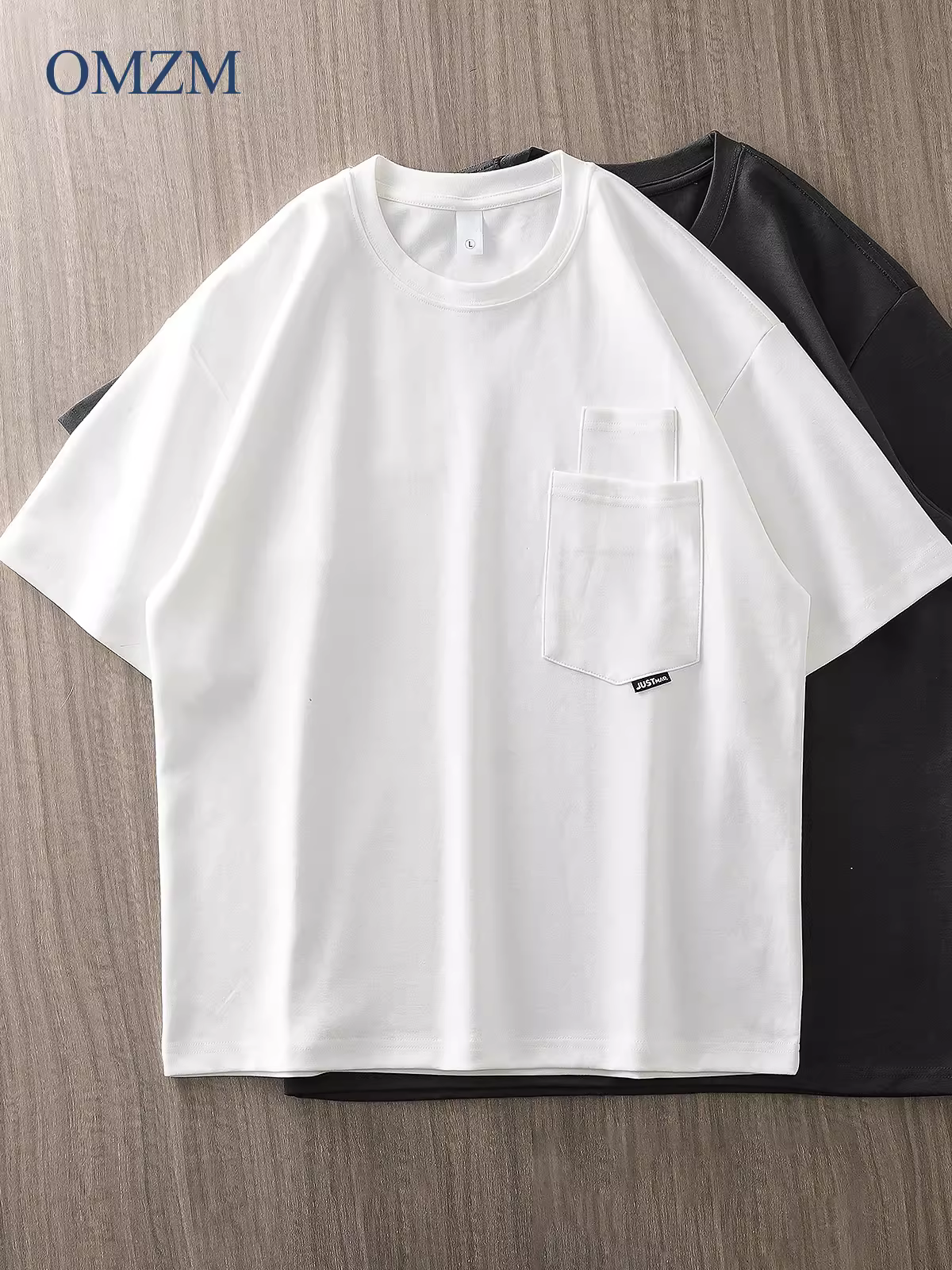 [Double Pockets] Áo thun ngắn tay hạng nặng 300G kiểu Mỹ dành cho nam, áo lót nửa tay dáng rộng cổ tròn màu trơn mùa hè