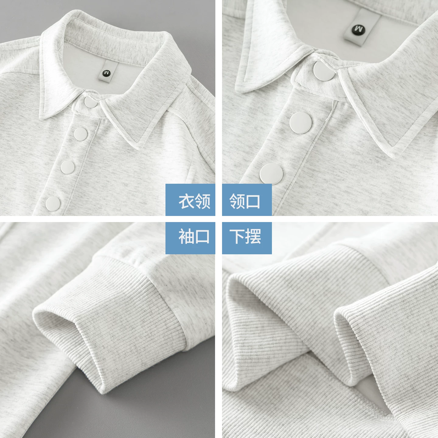 Áo nỉ POLO hạng nặng OMZM310G dành cho nam, áo chui đầu dài tay có cổ cao cấp mùa thu, áo khoác màu trơn kiểu Mỹ