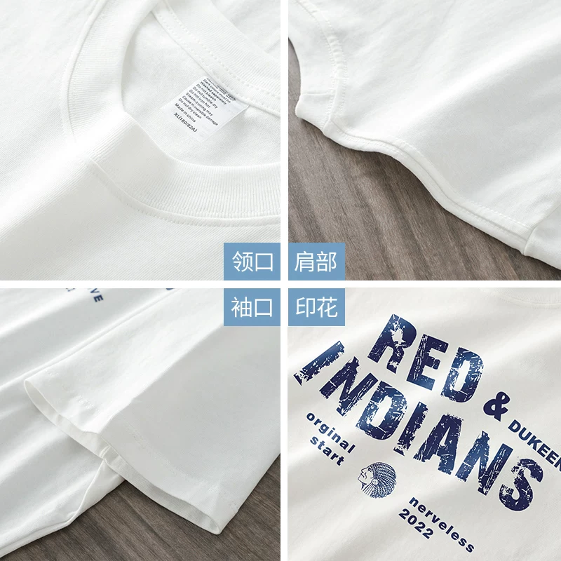 Áo thun nam tay ngắn chất dày 270g, kiểu dáng rộng rãi mùa hè, cổ tròn, in chữ độc đáo, chất liệu cotton nguyên chất, áo thun cặp đôi