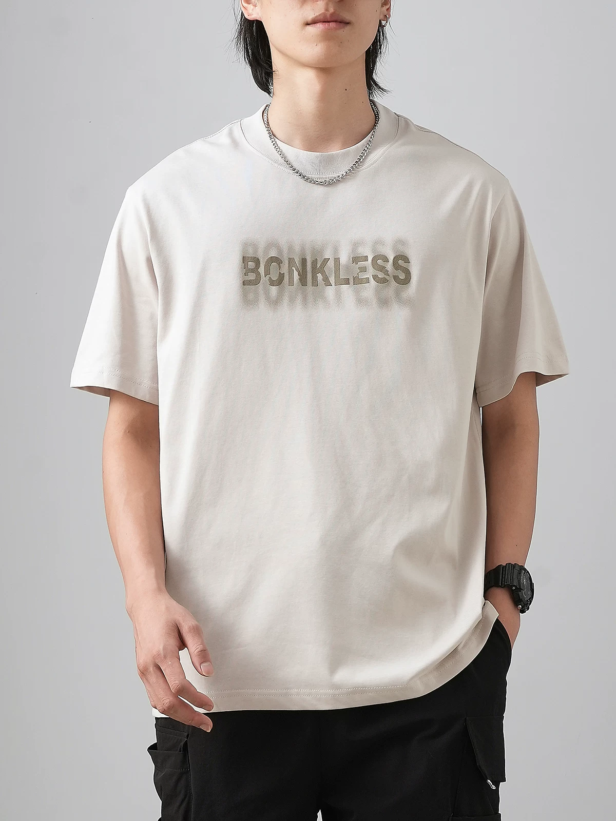 Áo thun ngắn tay hạng nặng 230G phong cách Mỹ OMZM dành cho nam và nữ, áo thun cặp đôi dáng rộng in chữ mùa hè