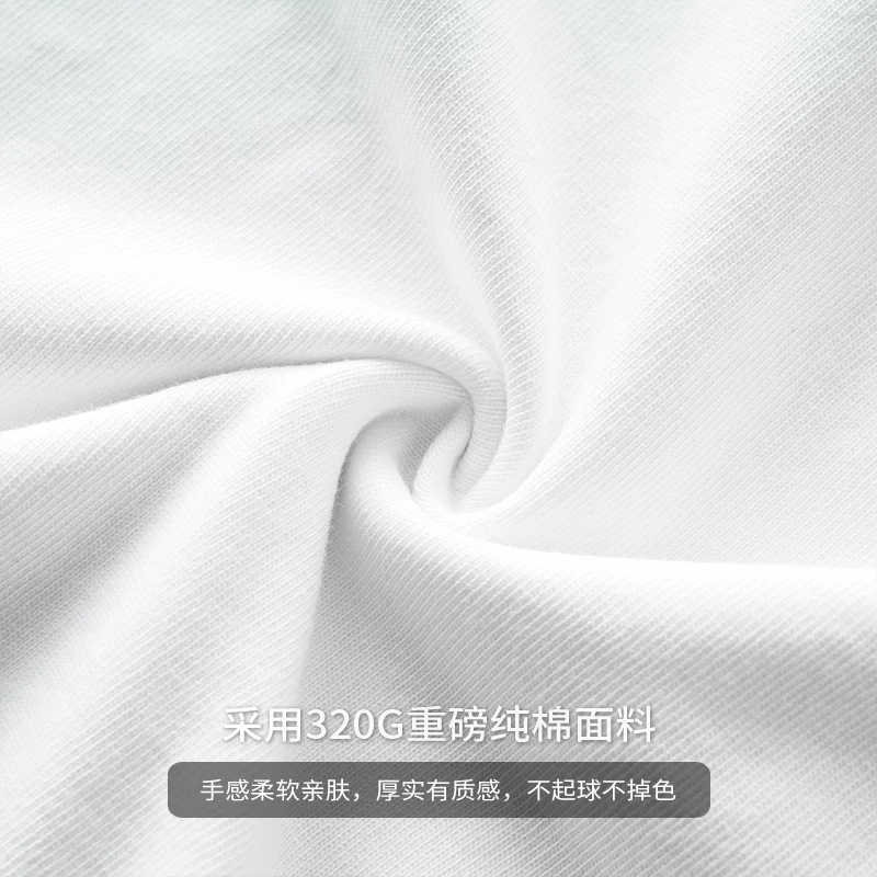 Áo thun ngắn tay cotton nặng 320G phong cách Mỹ OMZM dành cho nam, áo thun thêu chữ mùa hè, áo thun cổ tròn dáng rộng