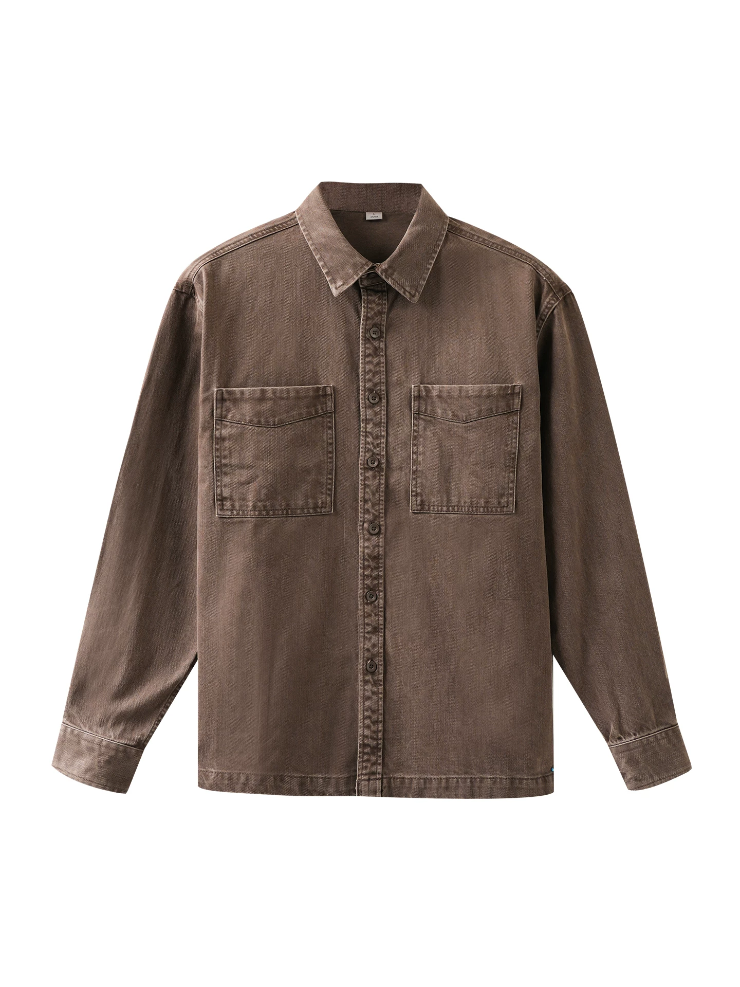 OMZM hạng nặng nguyên chất cotton áo sơ mi công sở nam mùa thu Mỹ retro đau khổ áo sơ mi dài tay dáng rộng vừa vặn áo khoác