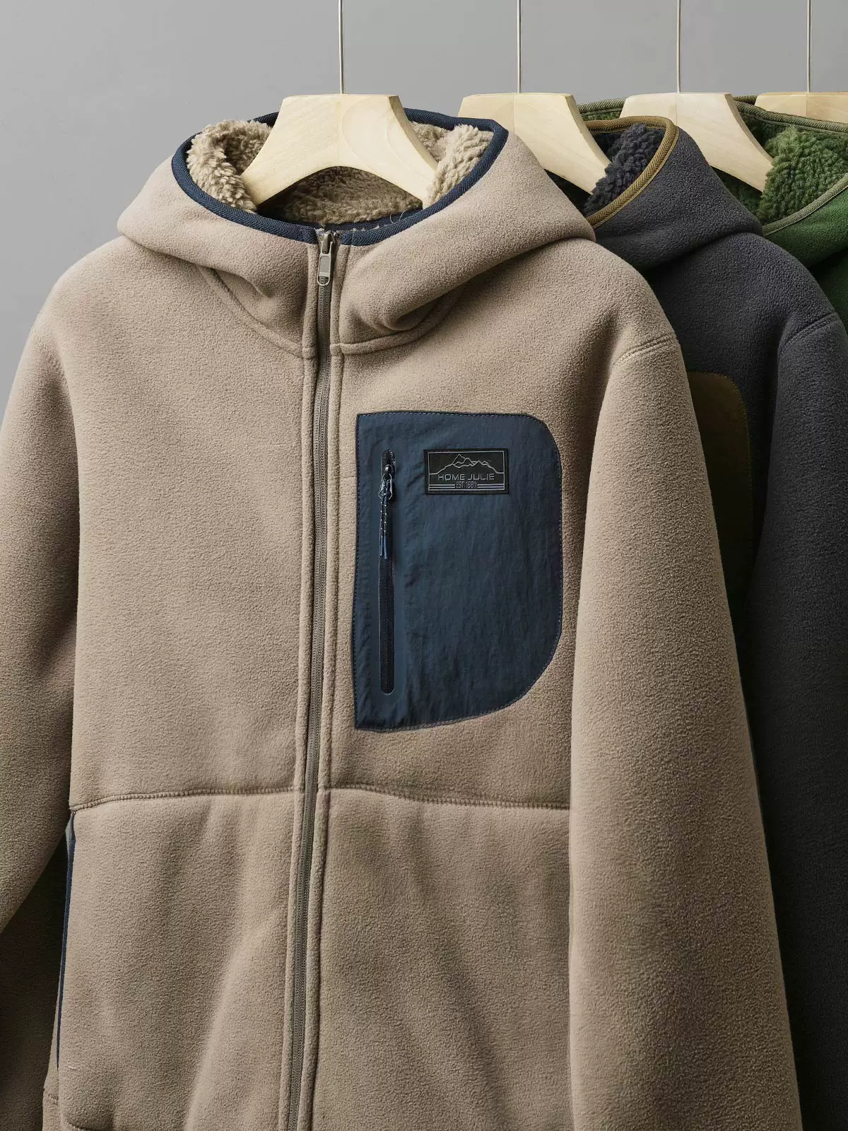 Áo khoác len cừu OMZM dành cho nam, lót lông cừu mùa đông, dày dặn, áo khoác cotton ấm áp, áo khoác có mũ trùm đầu bằng lông cừu thời trang thương hiệu dành cho nam.