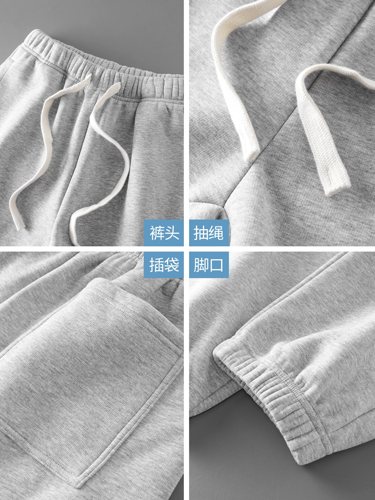 Quần jogger nỉ hạng nặng OMZM500G dành cho nam, phong cách Mỹ mùa thu đông, quần dài lót lông và dày dặn, quần thể thao màu xám.