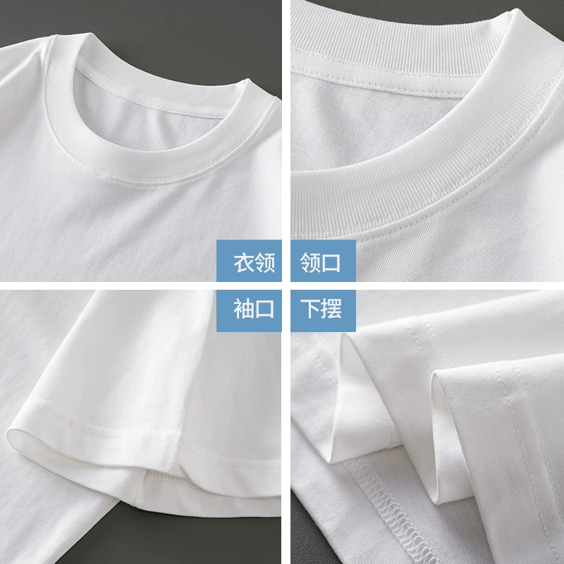 OMZM240G Áo thun cotton nguyên chất hạng nặng tay ngắn unisex mùa hè kiểu Mỹ dáng rộng trễ vai cổ tròn màu trơn nửa tay áo thun