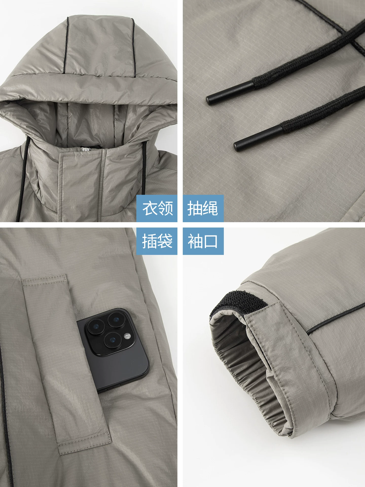 Áo khoác có mũ trùm đầu bằng lông vịt OMZM dành cho nam, áo khoác phao mùa đông nhẹ và ấm áp, áo khoác chống lạnh đa năng dày dặn kiểu cổ điển.