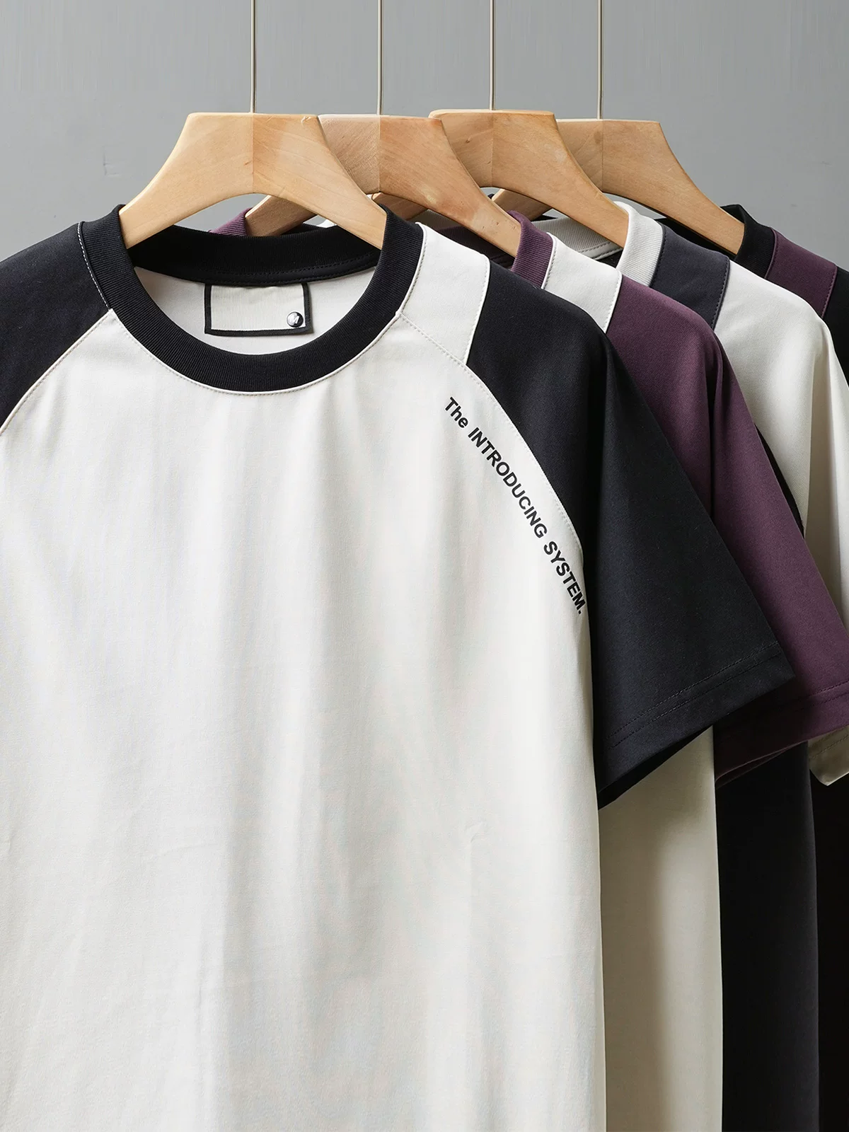 Áo thun nam tay ngắn chất liệu cotton lụa đá 240G, thoáng mát, dày dặn, màu phối, tay raglan, mùa hè mỏng nhẹ, nhanh khô