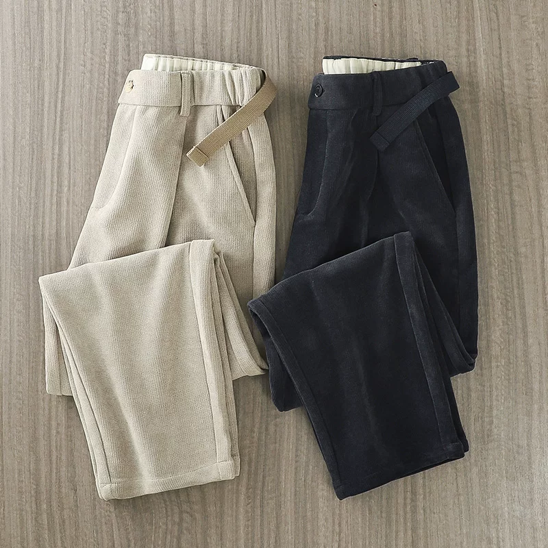 Quần âu nam kiểu Mỹ cổ điển OMZM, chất liệu len dày dặn, giữ ấm mùa đông, dáng suông dài, ống côn.