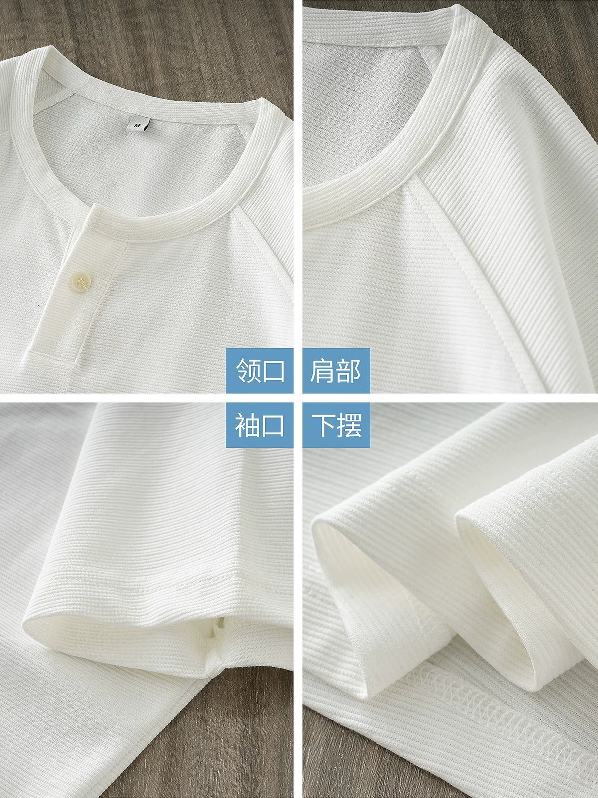 [Cảm giác mát mẻ] Áo thun ngắn tay cổ henley hạng nặng kiểu Mỹ dành cho nam, áo henley mỏng thoáng khí mùa hè, nửa tay màu trắng tinh khiết