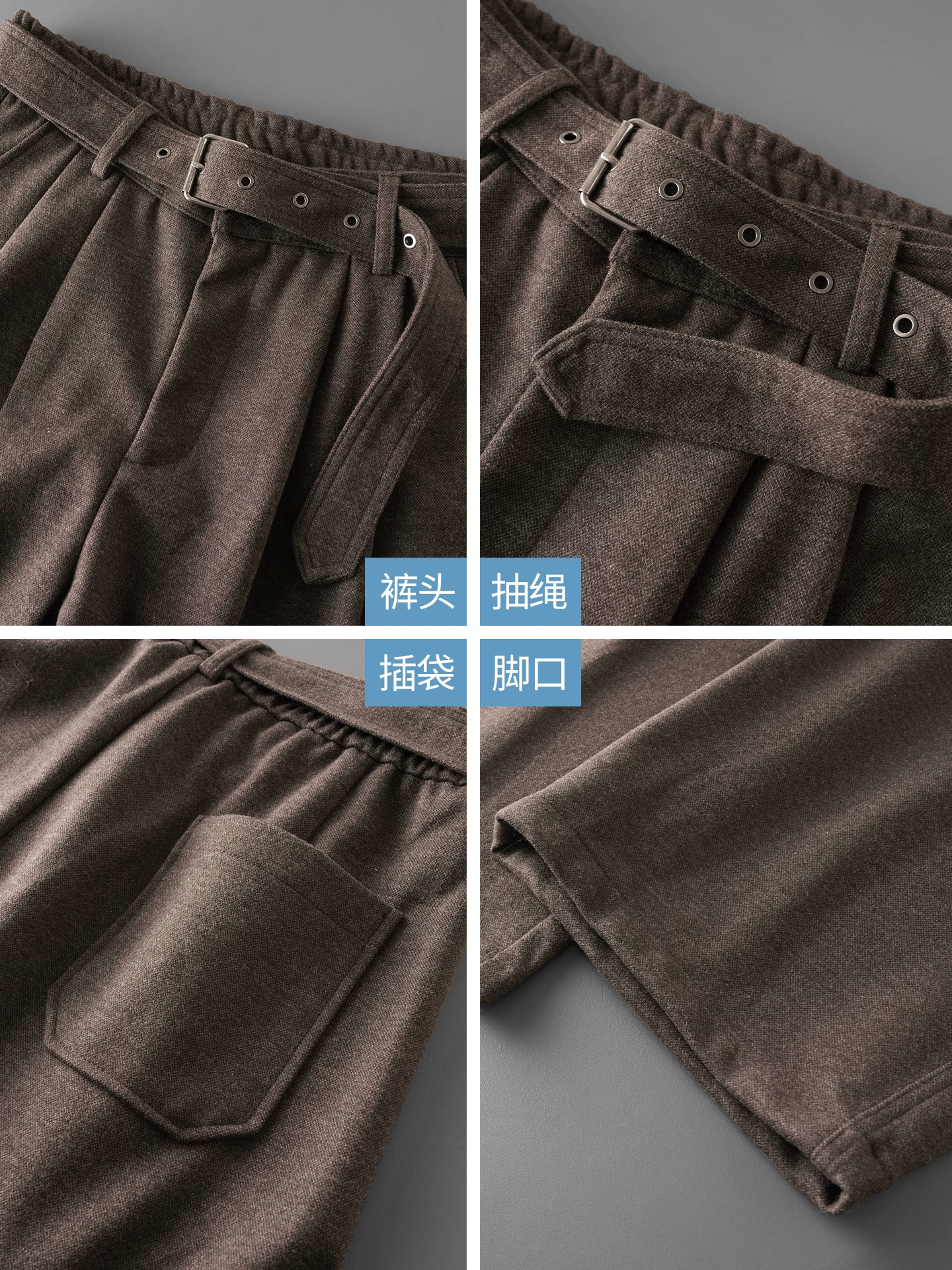 Quần âu ống đứng bằng len OMZM dành cho nam, quần ống rộng dày dặn giữ ấm mùa đông, quần cargo dáng rộng thoải mái Melard.