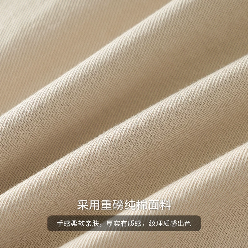 Áo sơ mi cổ đứng bằng cotton nguyên chất hạng nặng OMZM dành cho nam, dài tay, áo sơ mi trắng phong cách Trung Quốc mới mùa thu, áo khoác công sở dáng rộng thông thường