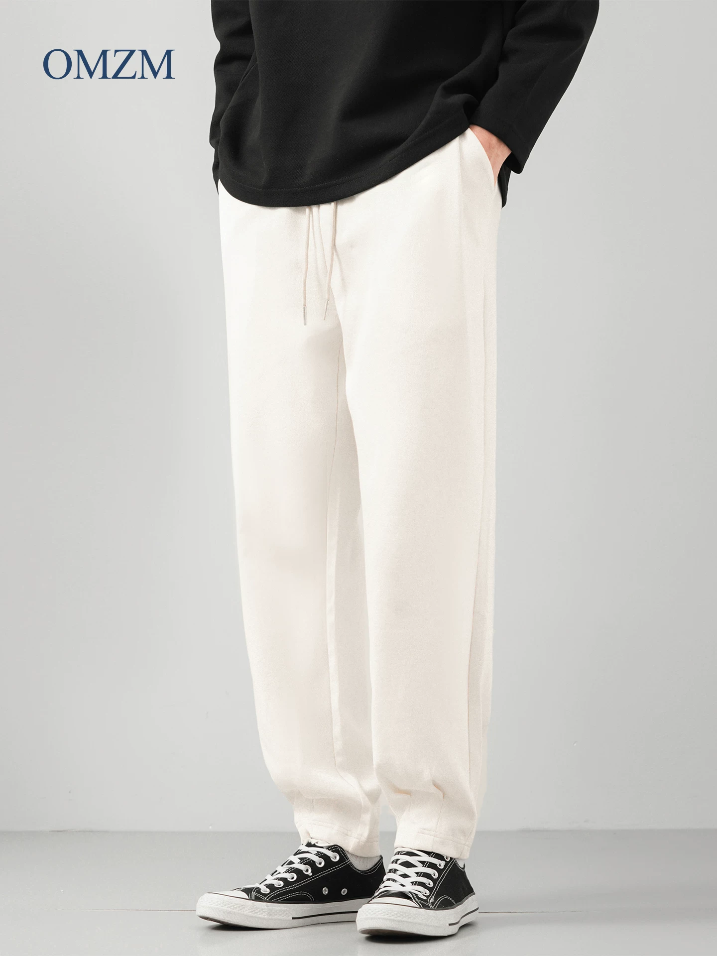 Quần jogger nam OMZM, xuân thu, phong cách Mỹ, bền chắc, dáng rộng, quần ống rộng có bo gấu, quần thể thao thường ngày.