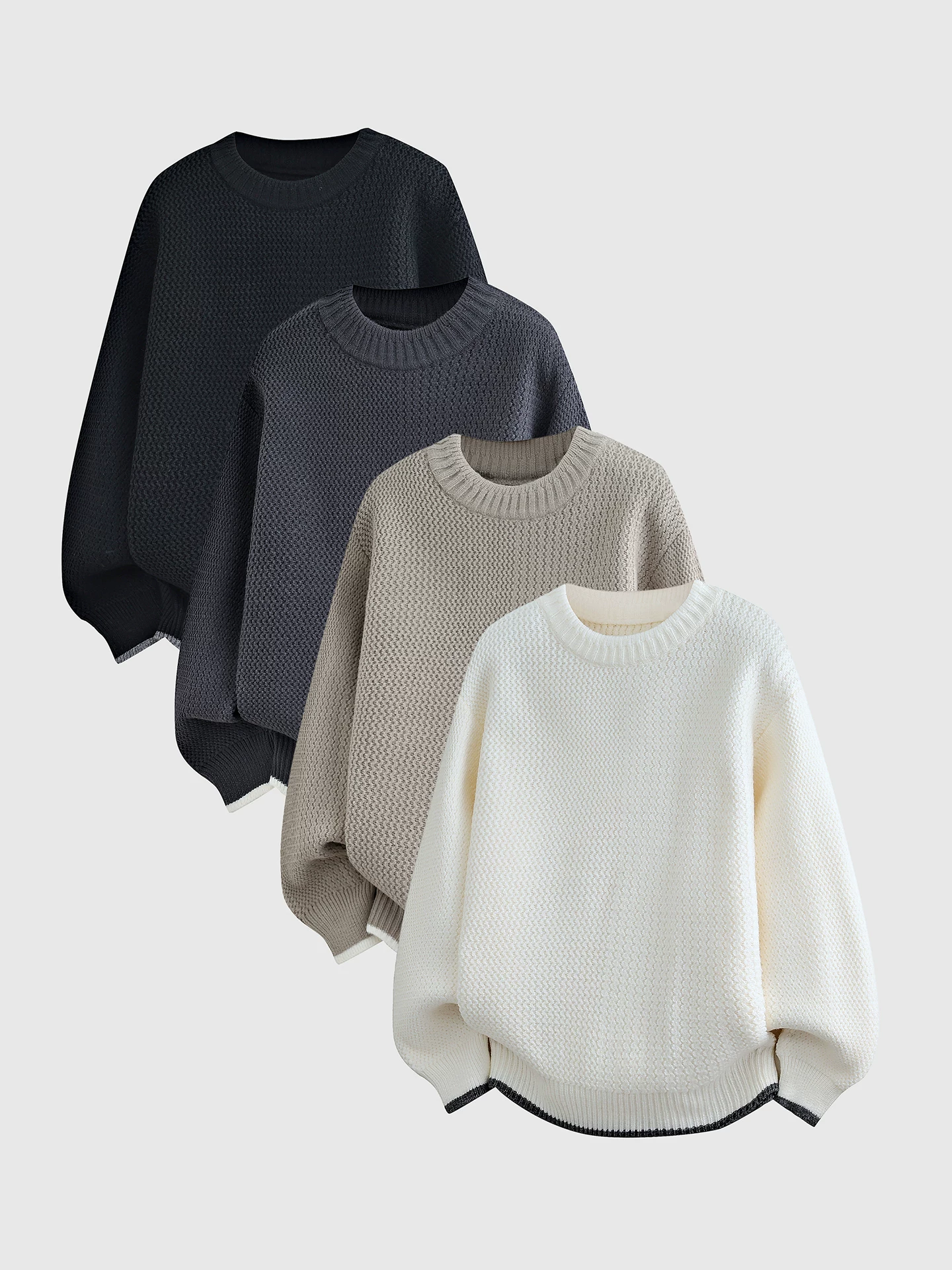 Áo len cổ tròn OMZM dành cho nam, mẫu mới mùa đông 2025, dày dặn, giữ ấm, chất liệu len dệt kim thoải mái, kiểu dáng rộng rãi.