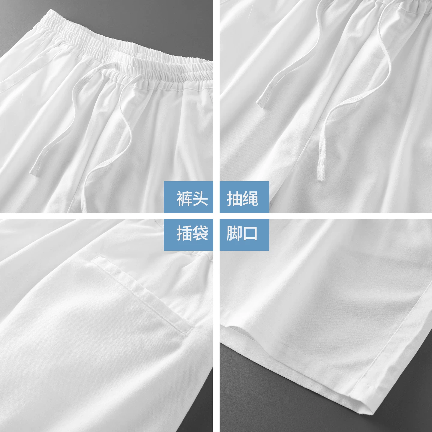 Quần short vải lanh trắng OMZM nam mùa hè quần short đi biển mỏng dáng rộng thể thao nhanh khô quần short năm điểm thông thường