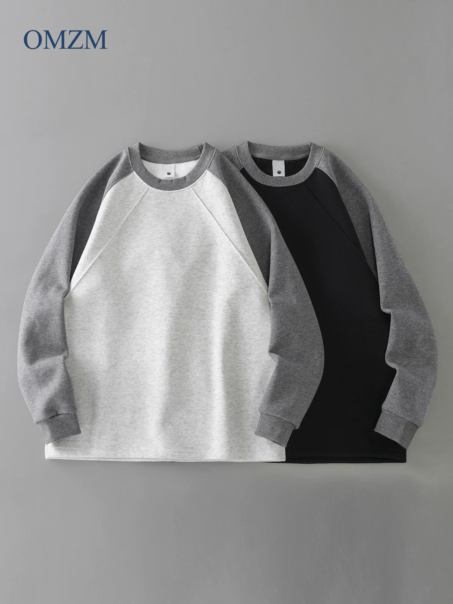 Áo len có tay raglan lót lông cừu OMZM dành cho nam, áo sơ mi lớp trong dày dặn giữ ấm mùa đông, áo khoác cleanfit kiểu Mỹ.