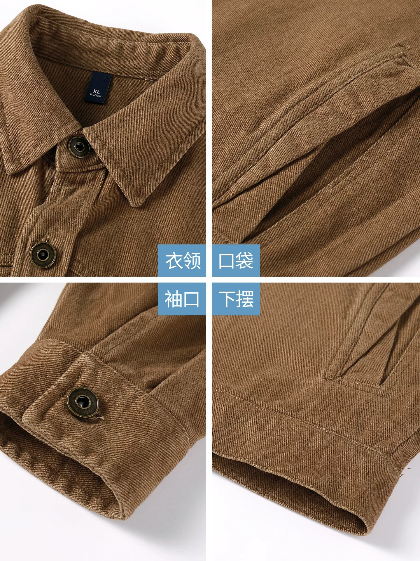 OMZM hạng nặng nguyên chất cotton áo khoác công sở nam mùa thu Mỹ retro đau khổ áo sơ mi dài tay dáng rộng áo khoác thường ngày