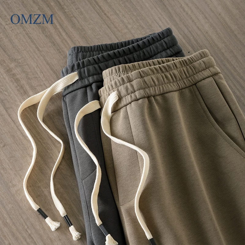 Quần thể thao ống đứng hạng nặng OMZM dành cho nam, mùa thu đông 2024, quần kiểu Mỹ cổ điển mới, dáng rộng, thoải mái, quần dài thể thao