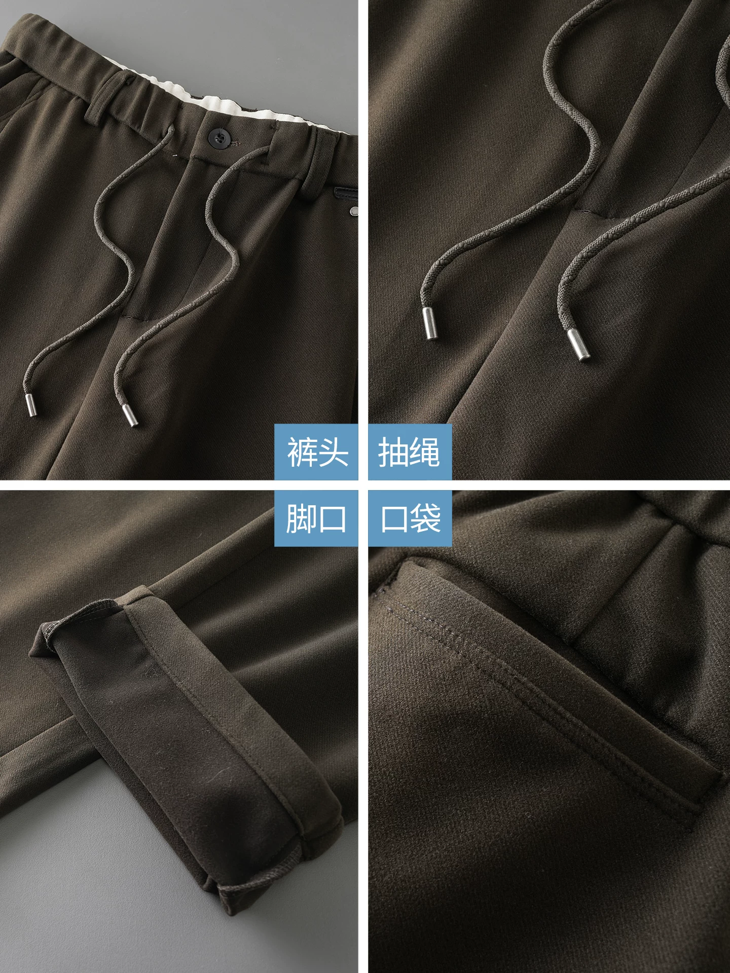 Quần âu nam OMZM chất liệu len dày dặn, quần ống đứng dày dặn ấm áp mùa thu đông, quần ống côn màu trơn phong cách retro Mỹ