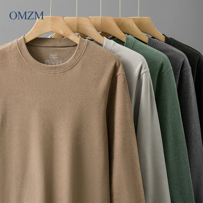 Áo sơ mi giữ nhiệt hai mặt OMZM dành cho nam, đồ lót giữ nhiệt dày mùa đông, lớp trong ôm sát, áo thun dài tay dày lót lông cừu.