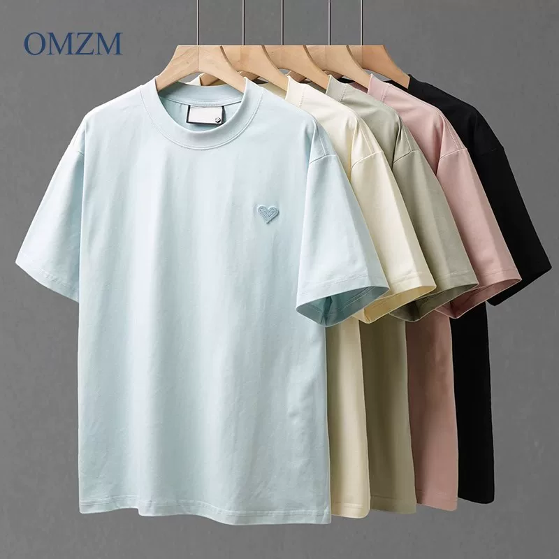 Áo thun Solona mát lạnh 320g dành cho nam, tay ngắn, mùa hè, chất liệu lụa đá, nhanh khô, thêu hình trái tim, dáng rộng, áo đôi, tay lửng