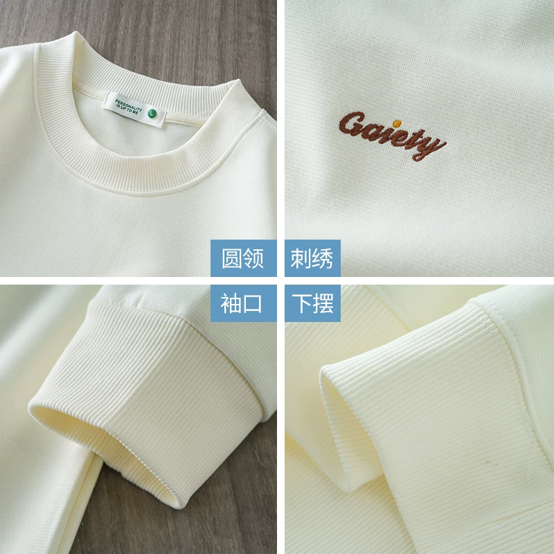 Áo thun nam cổ tròn OMZM340G chất liệu dày dặn, kiểu dáng thời trang thu đông 2024, thương hiệu nổi tiếng, thêu họa tiết, áo trơn rộng rãi, không mũ.