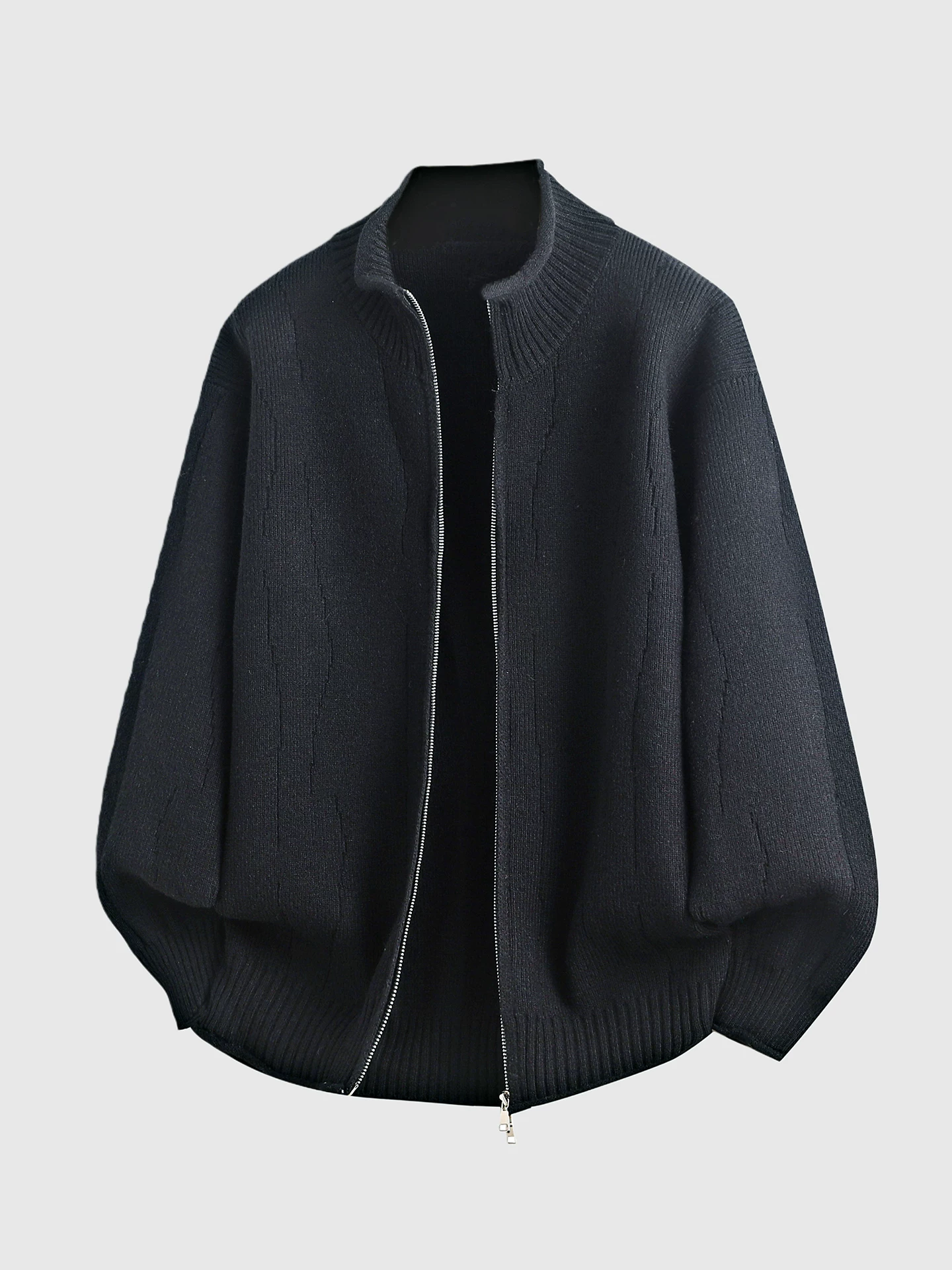 Áo len cardigan cổ đứng OMZM dành cho nam, áo khoác dáng rộng thông thường hợp thời trang mùa đông mới, áo dệt kim có khóa kéo mát mẻ.