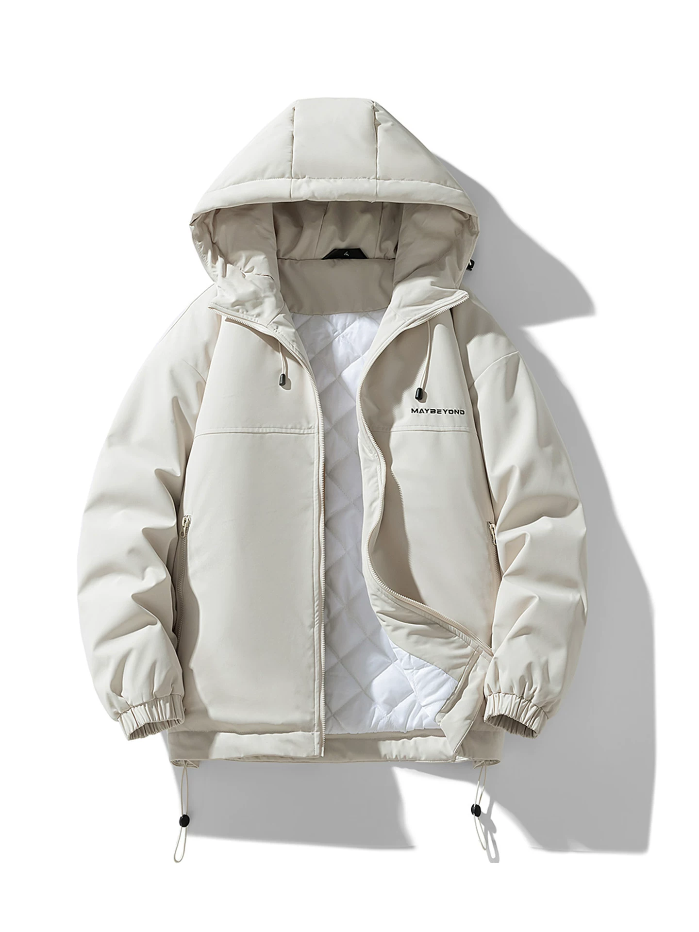 Áo khoác có mũ trùm đầu OMZM áo khoác cotton nam mùa đông lót lông cừu dày dặn áo khoác bảo hộ lao động đi bộ đường dài và leo núi ngoài trời