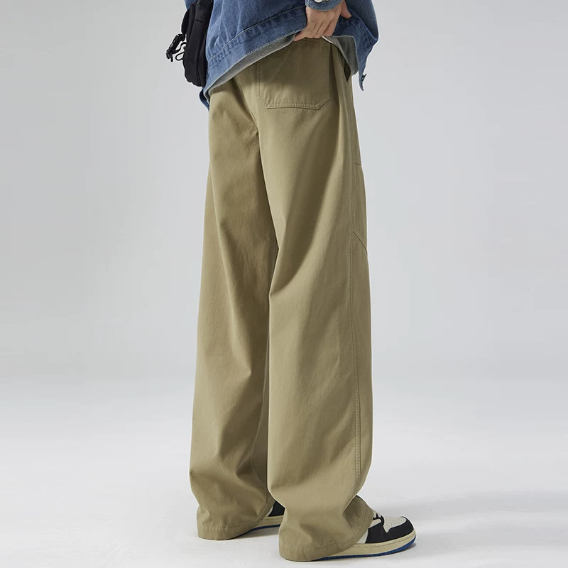 Quần cargo ống thẳng lót lông cừu hạng nặng OMZM dành cho nam, quần dài dày dặn ấm áp mùa thu đông mới, quần thường ngày mát mẻ và sành điệu dành cho thanh thiếu niên.