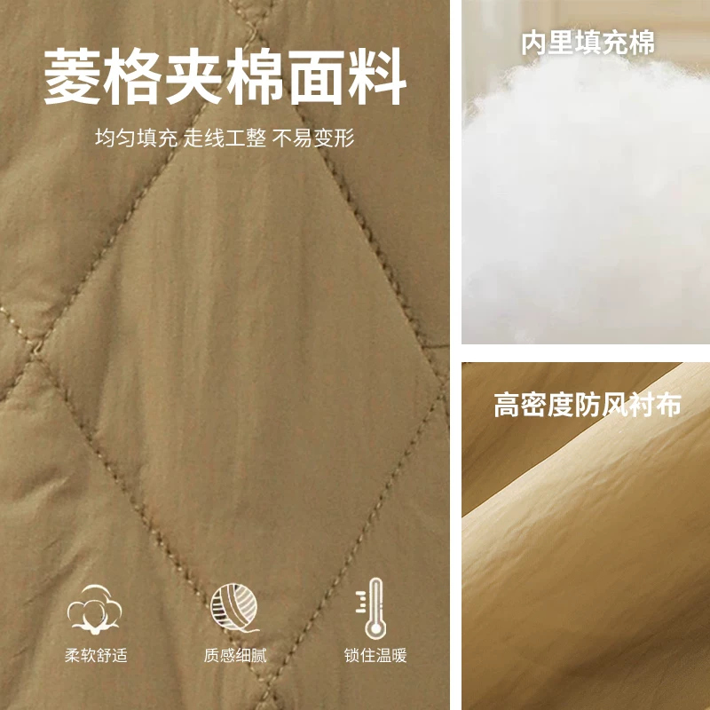 Áo khoác cotton chần bông OMZM dành cho nam, áo khoác cotton dày dặn ấm áp mùa thu đông, áo khoác cotton lót nhẹ nhiều lớp kiểu cổ điển.