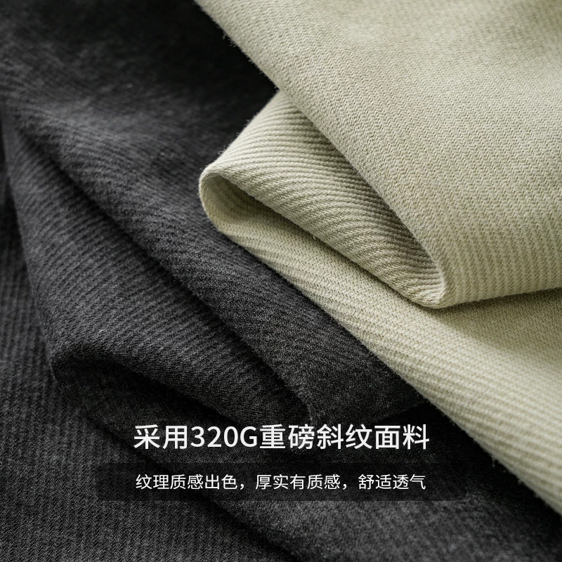 Áo thun dài tay giả hai mảnh kiểu Mỹ 320G dành cho nam, áo len cổ tròn màu trơn mùa xuân, áo lót cổ điển.