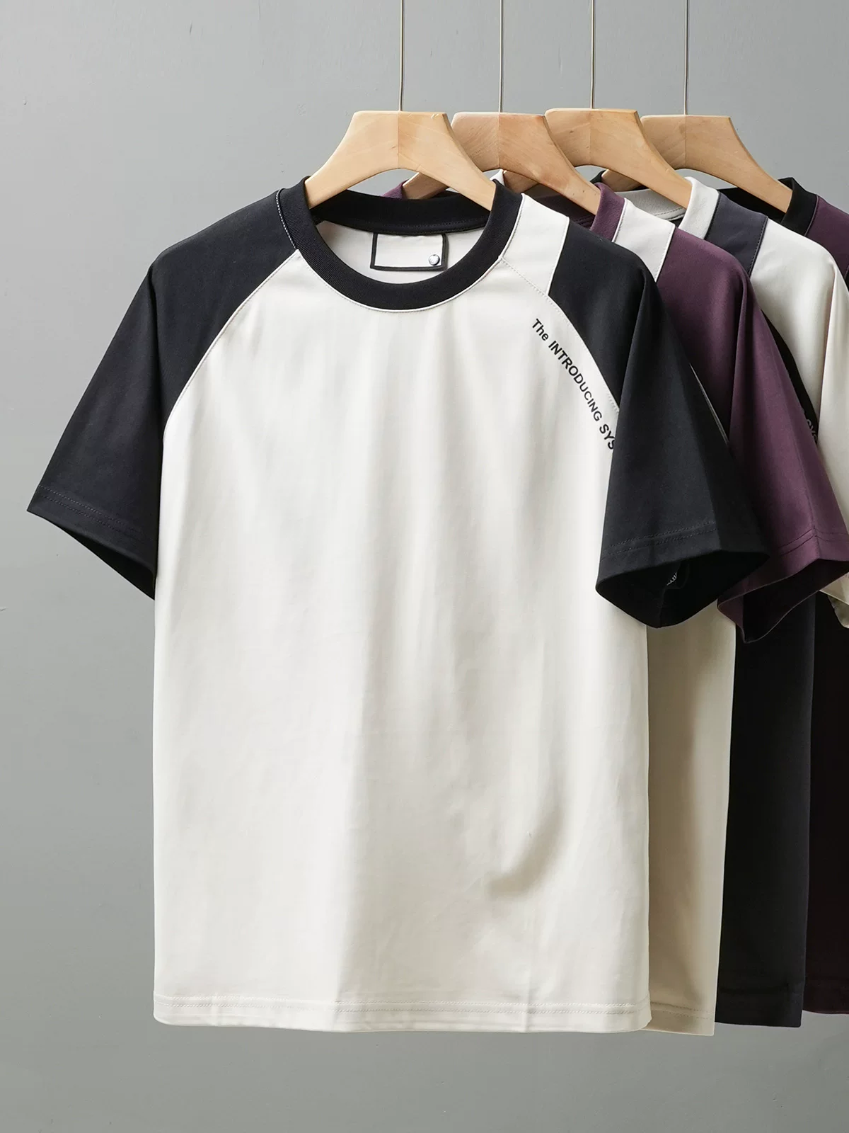 Áo thun nam tay ngắn chất liệu cotton lụa băng dày 240G kiểu Mỹ, áo thun nam mùa hè mỏng, nhanh khô, tay raglan phối màu