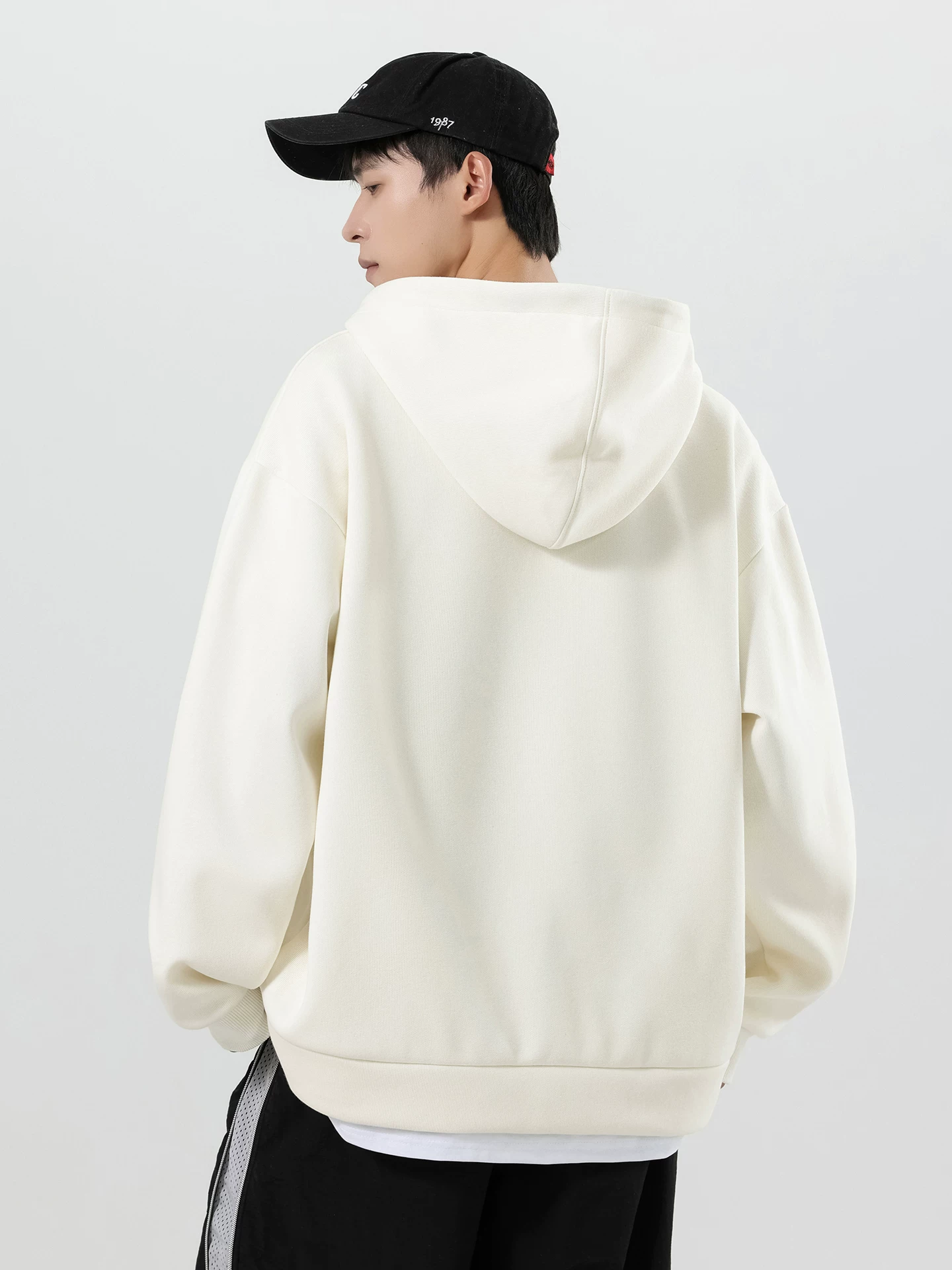 Áo hoodie giả hai mảnh OMZM dành cho nam, áo hoodie hạng nặng 320G mùa thu đông, áo khoác cổ chữ V dáng rộng cao cấp