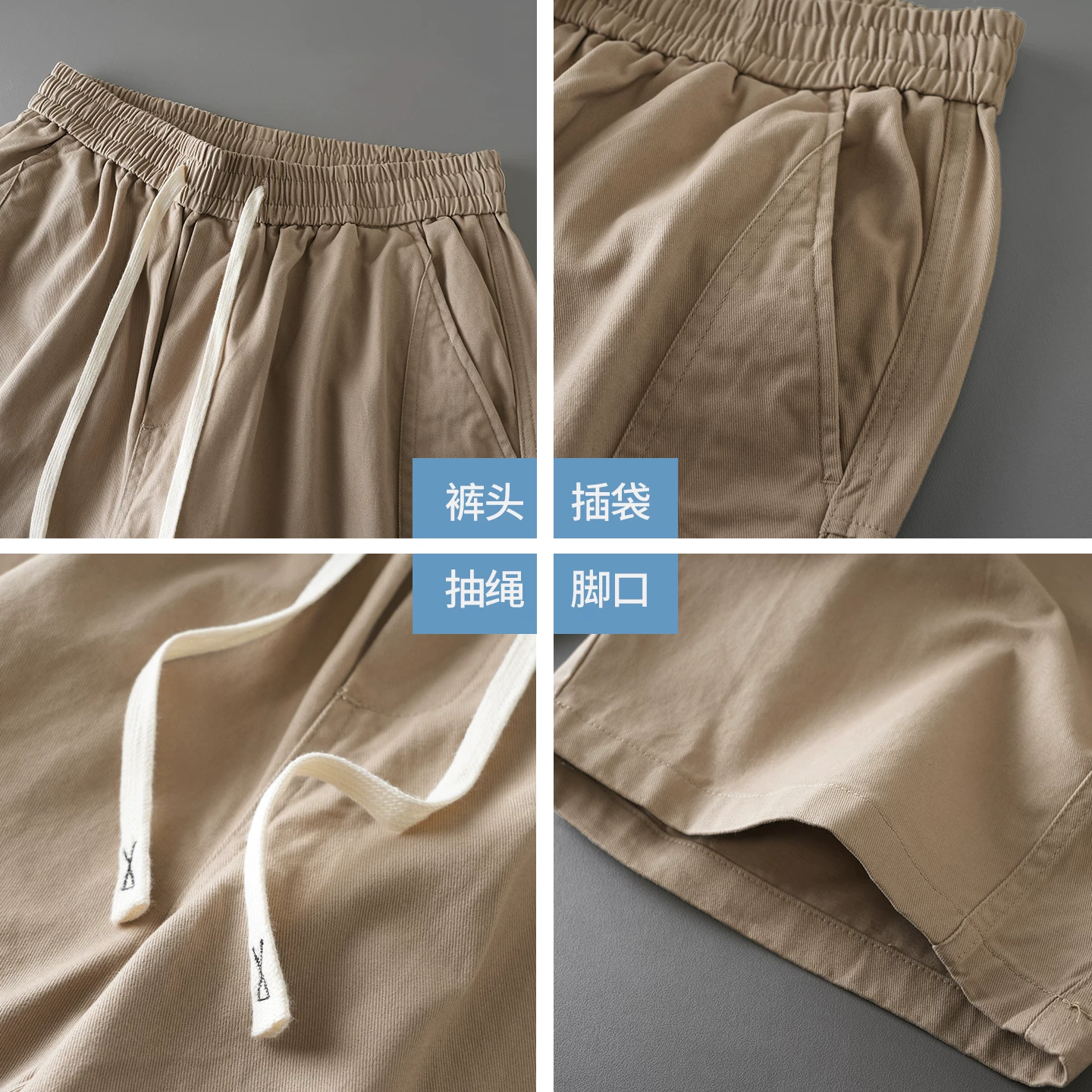 Quần short làm việc bằng cotton nguyên chất kiểu Mỹ của OMZM dành cho nam, quần short thể thao dài vừa phải, dáng rộng, dáng thẳng, kiểu dáng mỏng, mùa hè.