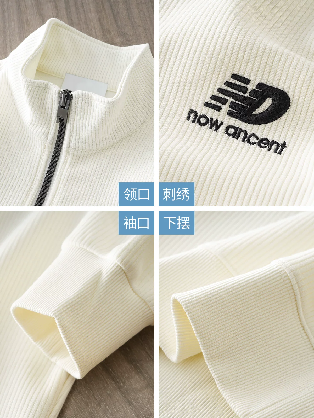 Áo nỉ nửa khóa kéo có họa tiết OMZM dành cho nam, áo chui đầu cổ đứng hạng nặng phong cách Mỹ mùa thu, áo khoác dài tay thêu thương hiệu thời thượng