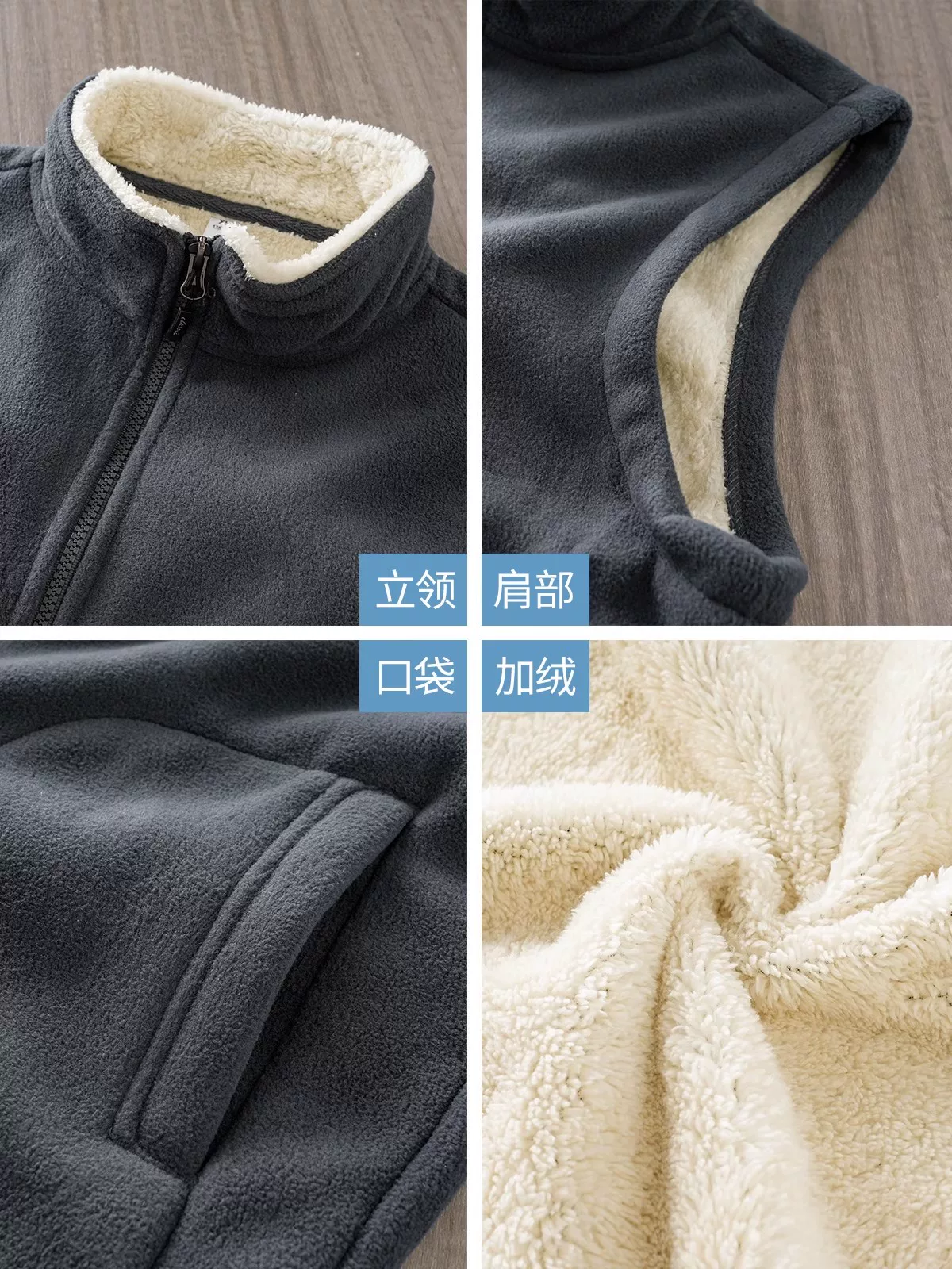 Áo vest lông cừu hạng nặng OMZM dành cho nam, áo vest ấm áp bằng len cừu mùa thu đông, lớp lót bên trong dày, áo khoác không tay.