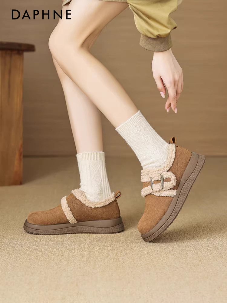 Giày Birkenstock lót lông cừu Daphne dành cho nữ 2025 giày cotton mùa đông mới đế dày chống trượt đa năng giày bốt lông tuyết