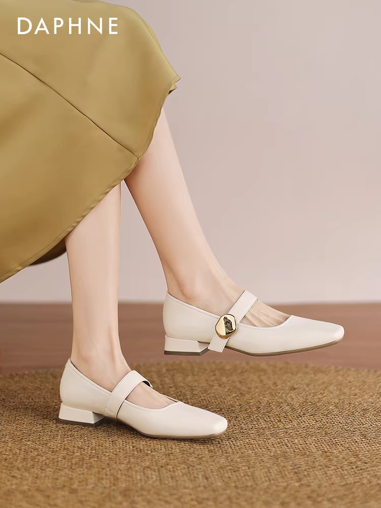 Giày nữ Daphne French Mary Jane 2025 mẫu mới, giày da quai ngang đơn giản, kiểu dáng đẹp, giày công sở nữ gót thấp