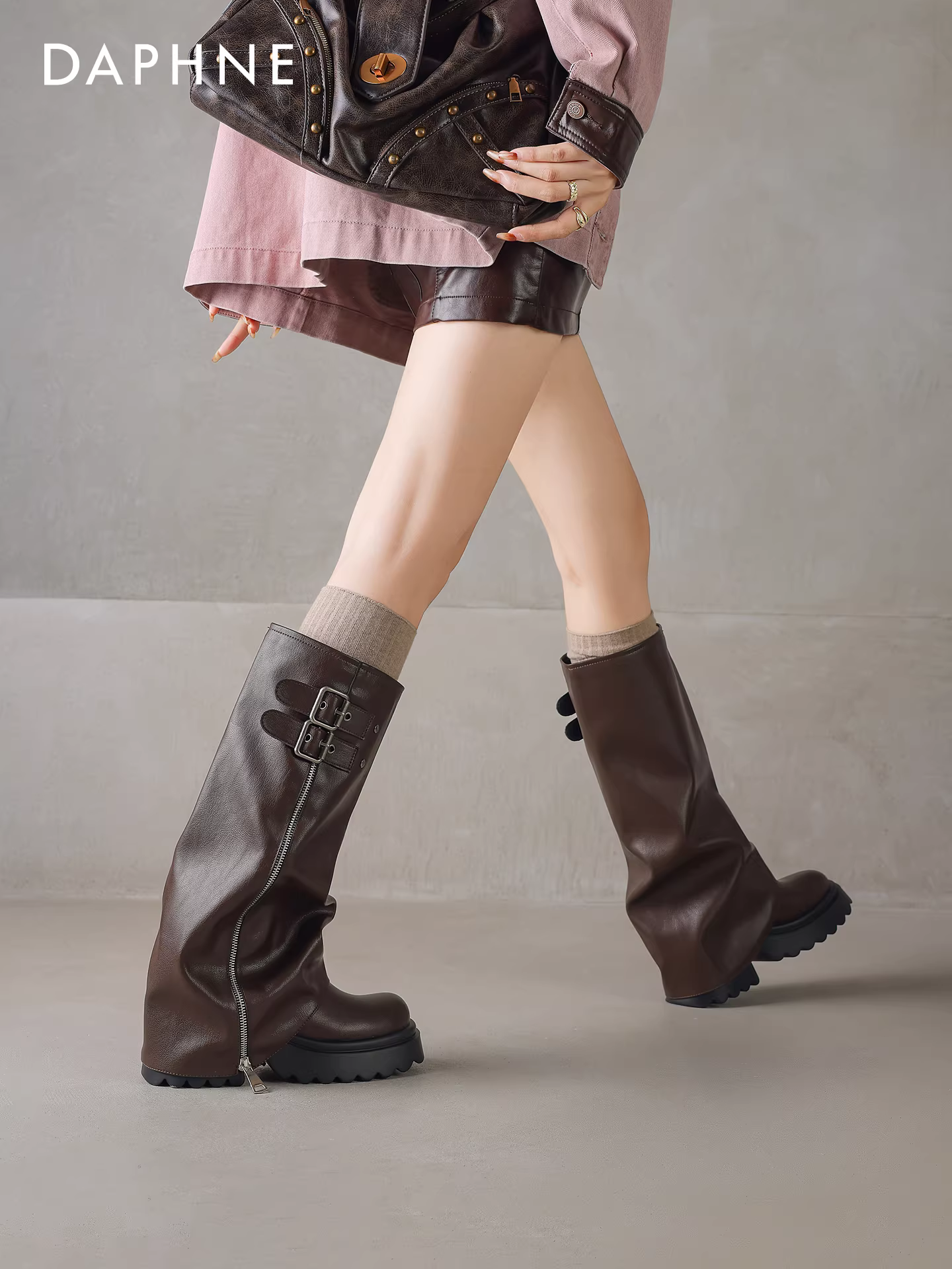 Giày bốt cao gót Daphne dành cho nữ, bốt dài mùa đông, kiểu mới 2025, bốt cao bồi kiểu Tây Melard.