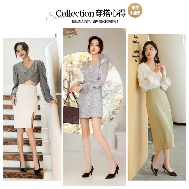 Giày cao gót đen Daphne dành cho nữ, mẫu mới xuân thu 2025, giày nữ chất liệu da lộn, mũi nhọn, kiểu dáng thanh lịch, giày cao gót đơn giản dành cho nữ