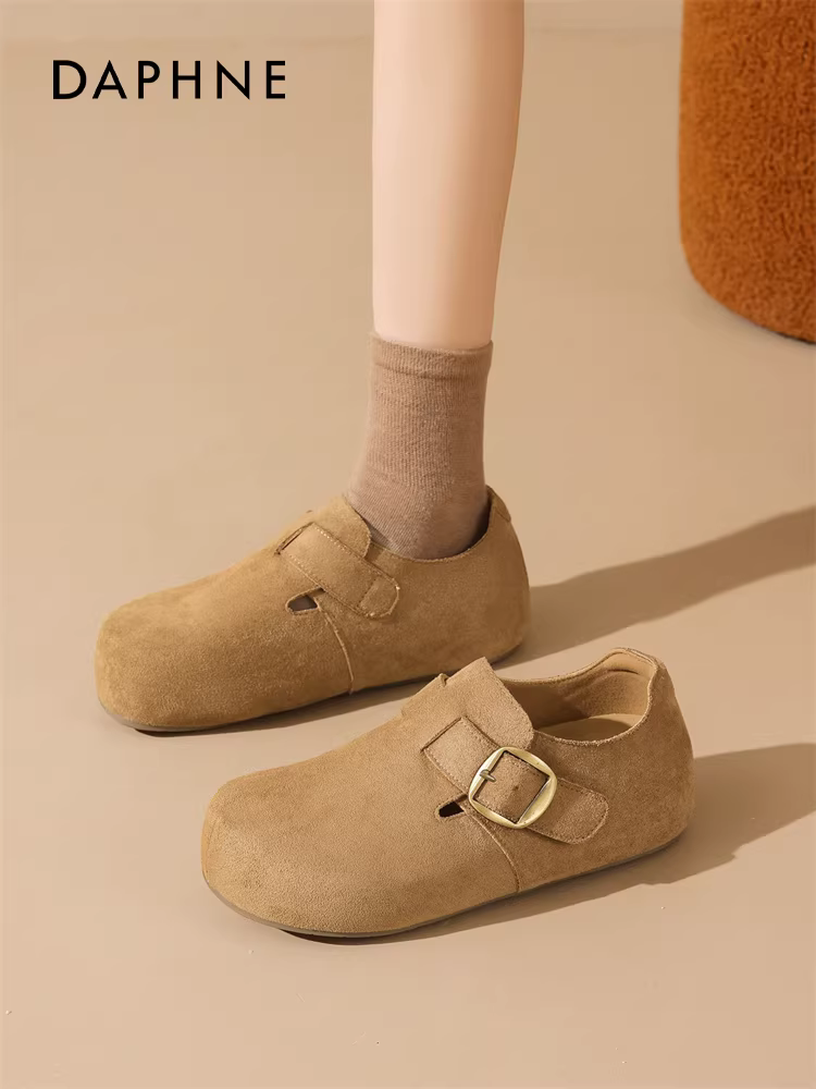 Giày Daphne nữ 2025 kiểu Birkenstock mới thịnh hành, đế dày, ôm chân, mùa thu đông, đa năng, đi chơi, dành cho bà bầu, giày đơn.