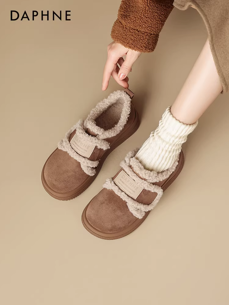 Giày Birkenstock lót lông cừu Daphne dành cho nữ, giày cotton ấm áp mùa thu đông mới, giày nữ mùa đông, giày lông thú, ủng đi tuyết đế dày