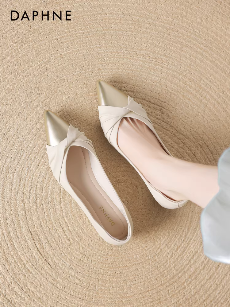 Giày bệt mũi nhọn Daphne dành cho nữ, kiểu mới mùa hè 2025, giày cưới thanh lịch đế bằng, giày bệt Mary Jane kiểu Pháp.