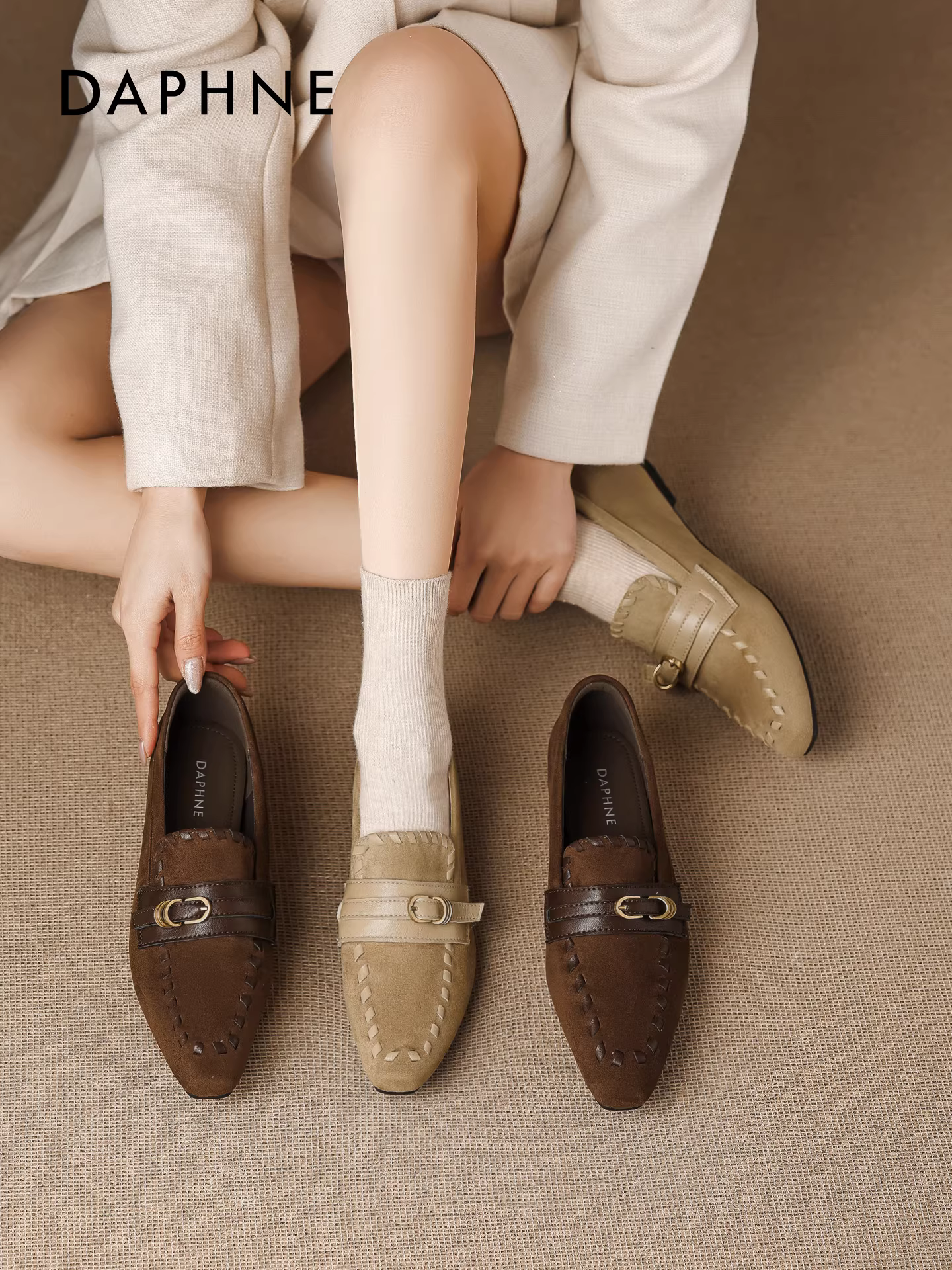 Giày Loafer Daphne Meilade Cho Nữ 2025 Mẫu Mới Thu/Đông Tăng Chiều Cao Phong Cách Retro Dễ Mang Đi Làm