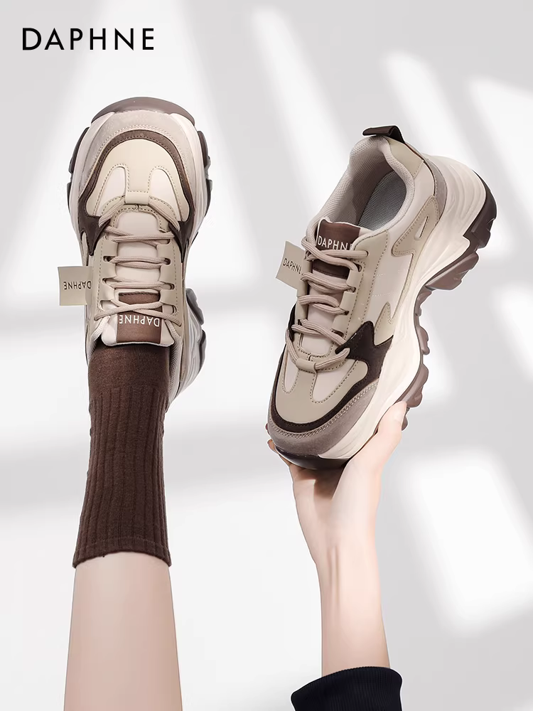 Giày thể thao đế dày Daphne dành cho nữ, màu phối mùa thu 2025, giày sneaker nữ thời trang, giày nữ xu hướng Ins