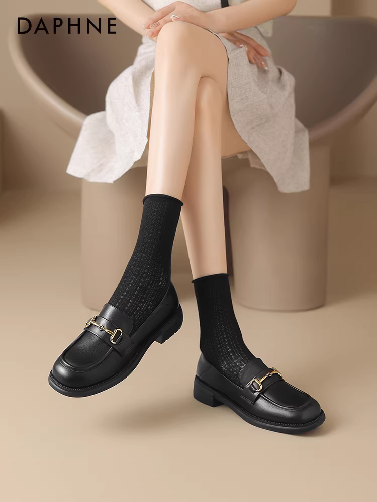 Giày Loafer Daphne nữ 2025 thu đông mới, giày da nhỏ, giày nữ đế thấp, phong cách Anh, giày bệt