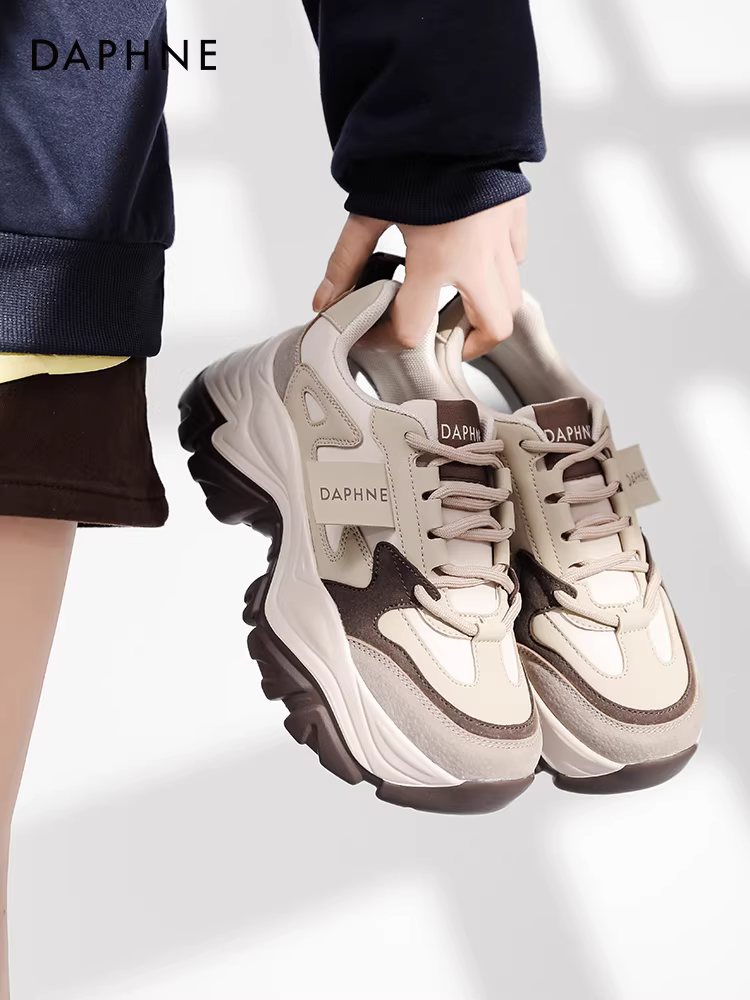 Giày thể thao đế dày Daphne dành cho nữ, màu phối mùa thu 2025, giày sneaker nữ thời trang, giày nữ xu hướng Ins