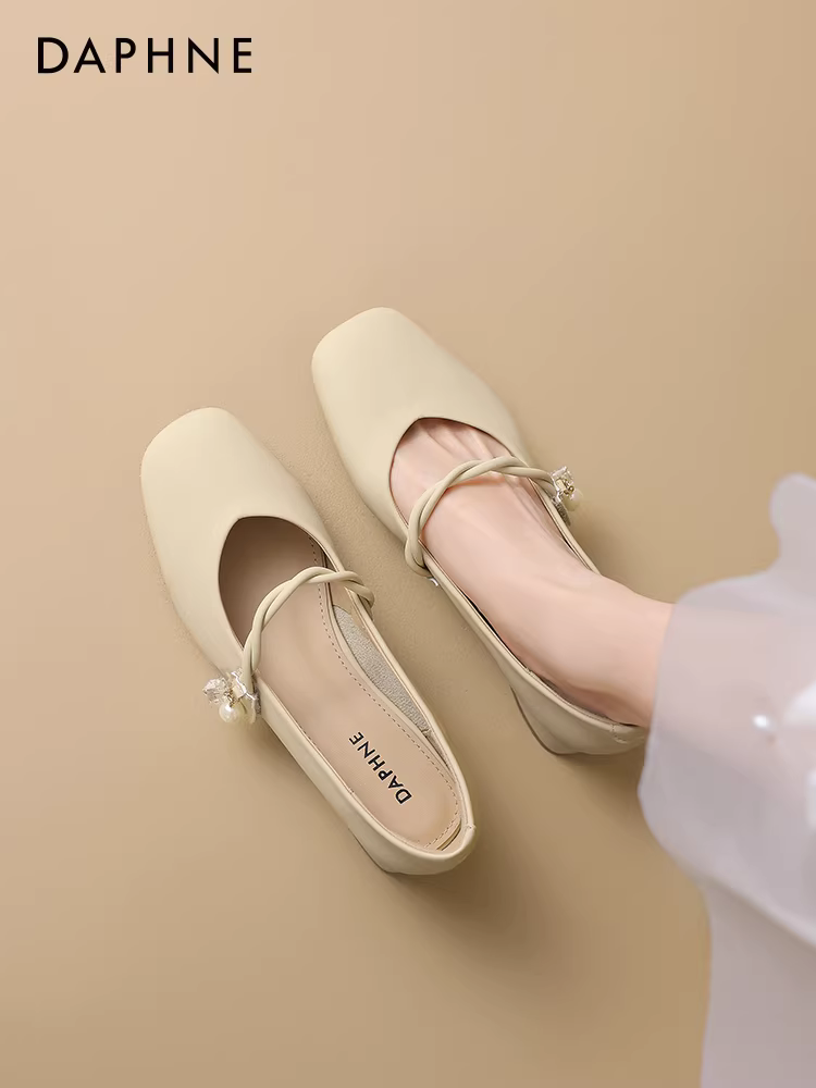 Giày bệt nữ Daphne 2025 mẫu mới xuân thu, giày lười, giày dự tiệc, giày da nhỏ, giày mẹ, giày Mary Jane kiểu Pháp